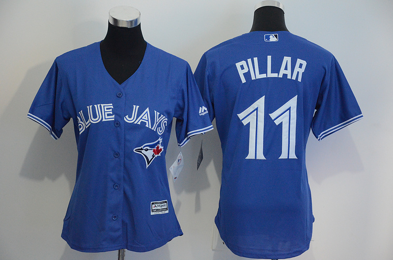 Womens 2017 MLB Toronto Blue Jays #11 Pillar Blue Jerseys->women mlb jersey->Women Jersey